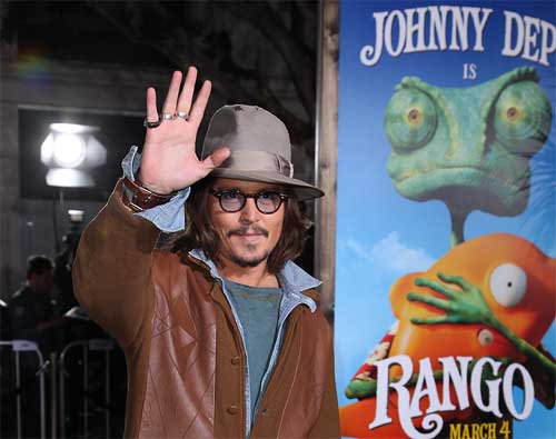Johnny Depp at the Rango movie premiere